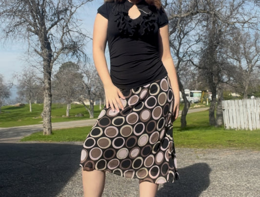 Vintage early 2000s y2k New York and company polka dot fairy core midi skirt size large