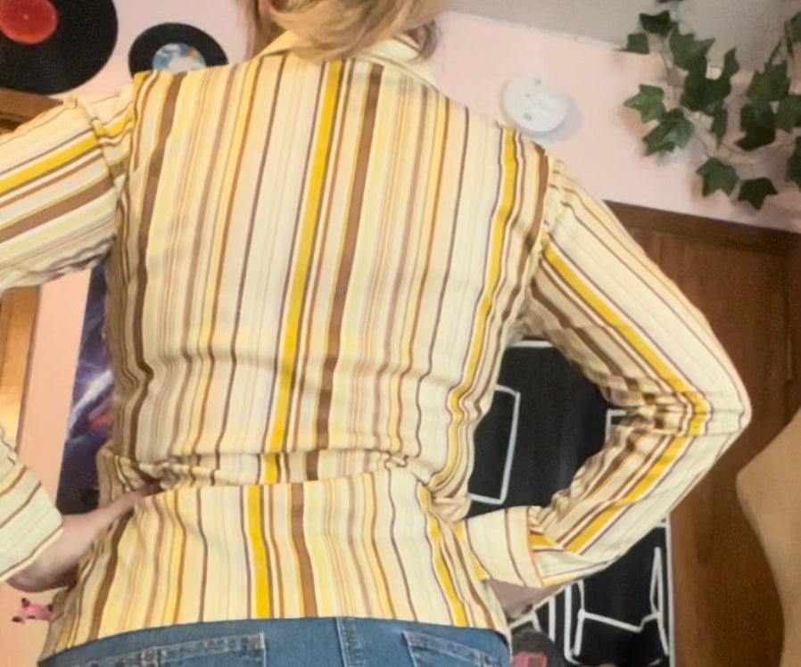 Spiegel vintage 1970s striped yellow button up shirt size 36/6