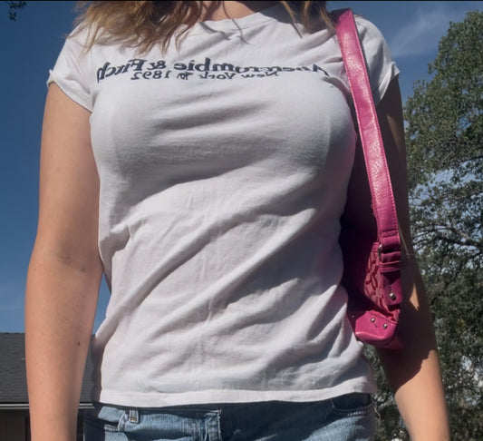 Abercrombie and fitch preppy white baby tee shirt size medium