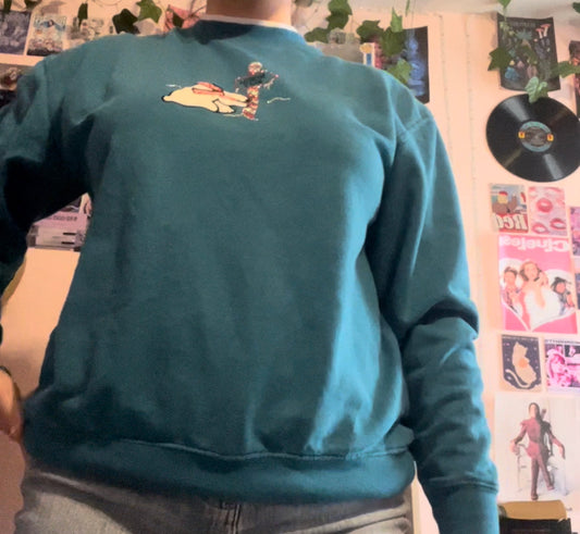 M&C sportswear vintage polar bear North Pole blue Christmas sweater size large