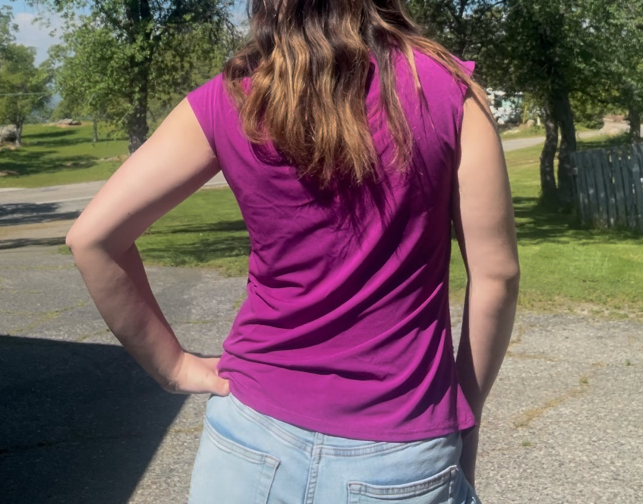 First glance vintage early 2000s beaded mcbling y2k purple top size large