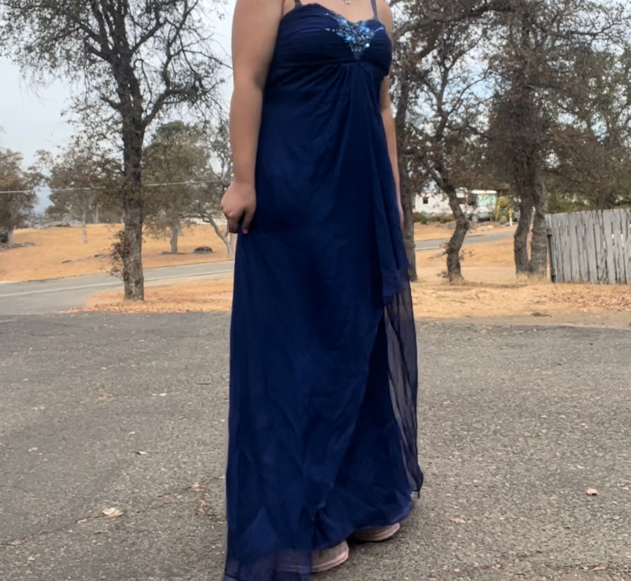 Vintage early 2000s y2k blue strapless prom dress size medium