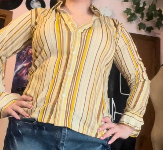 Spiegel vintage 1970s striped yellow button up shirt size 36/6
