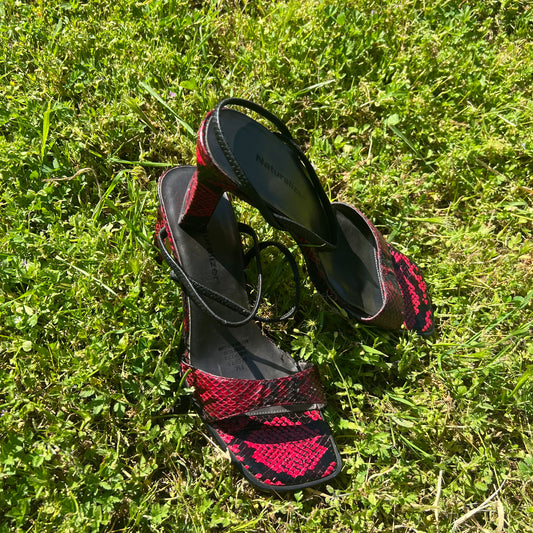 Naturalizer faux snake skin red vintage 90s style heels size 8