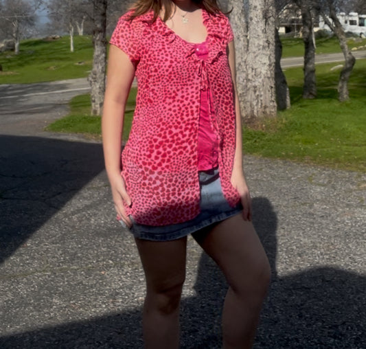 Private luxuries vintage early 2000s valentines heart lingerie sheer tie up top