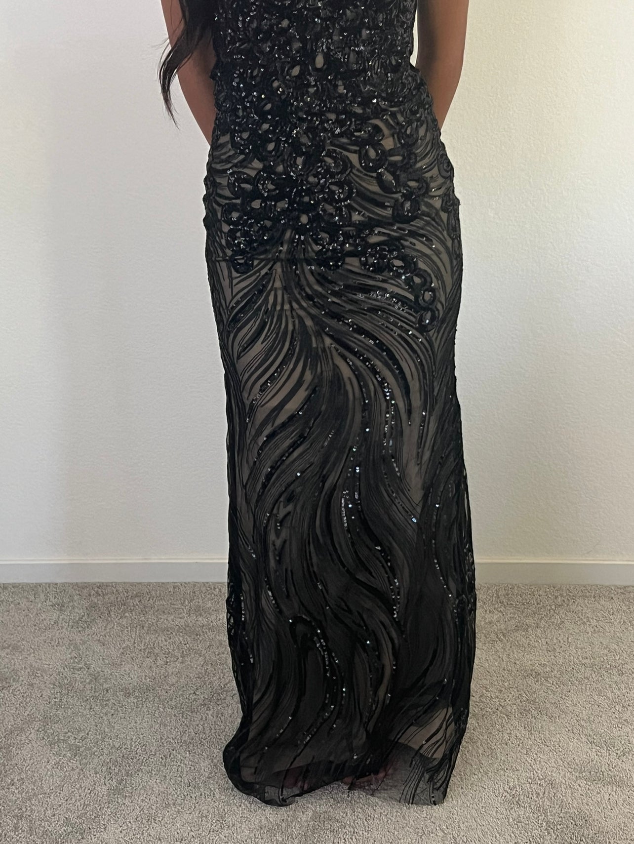 Eureka Los Angeles black sequin prom dress size XS
