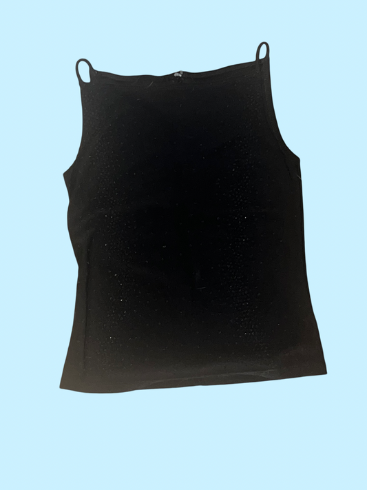Vintage 90s style beaded black halter top