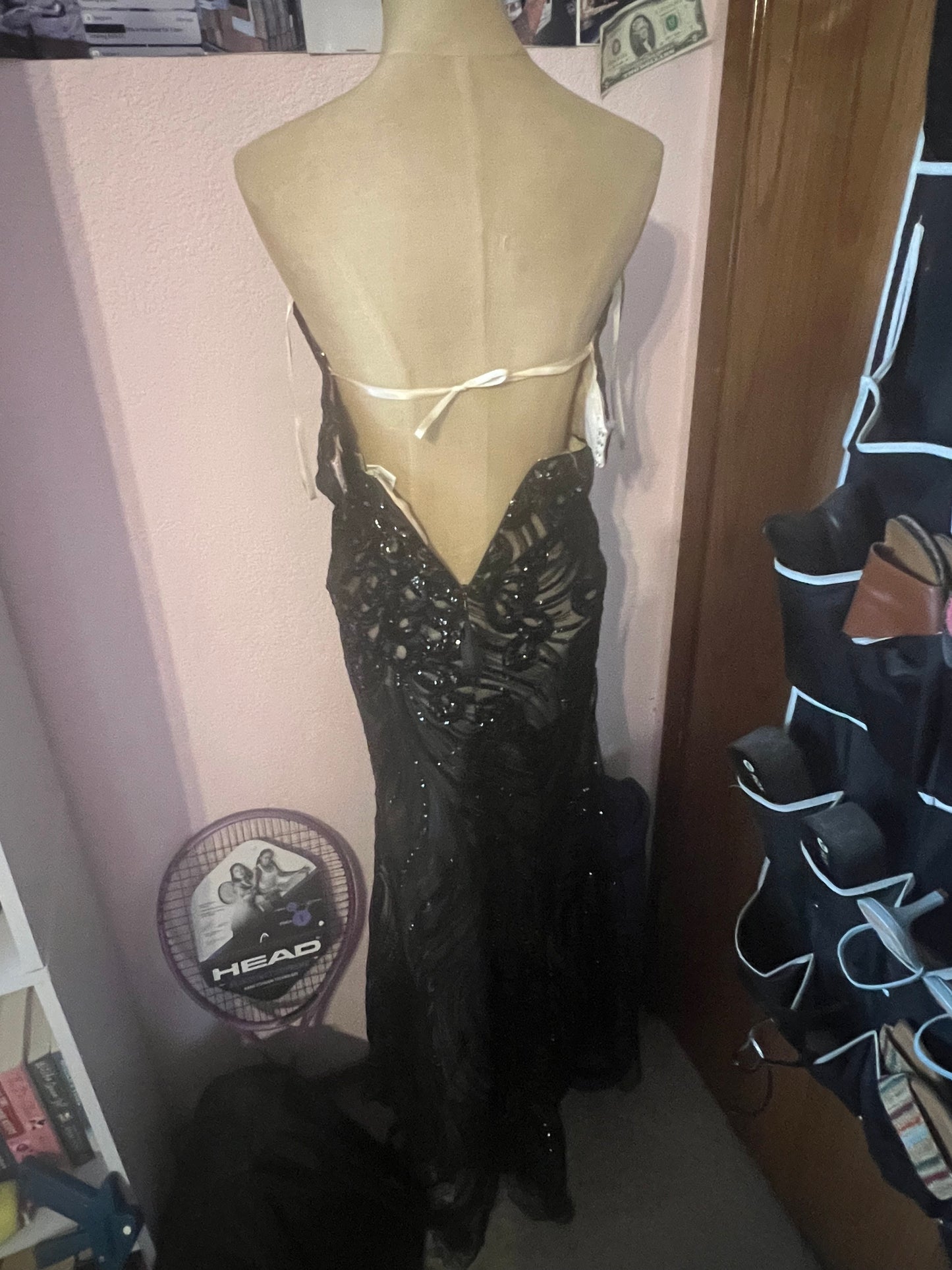 Eureka Los Angeles black sequin prom dress size XS