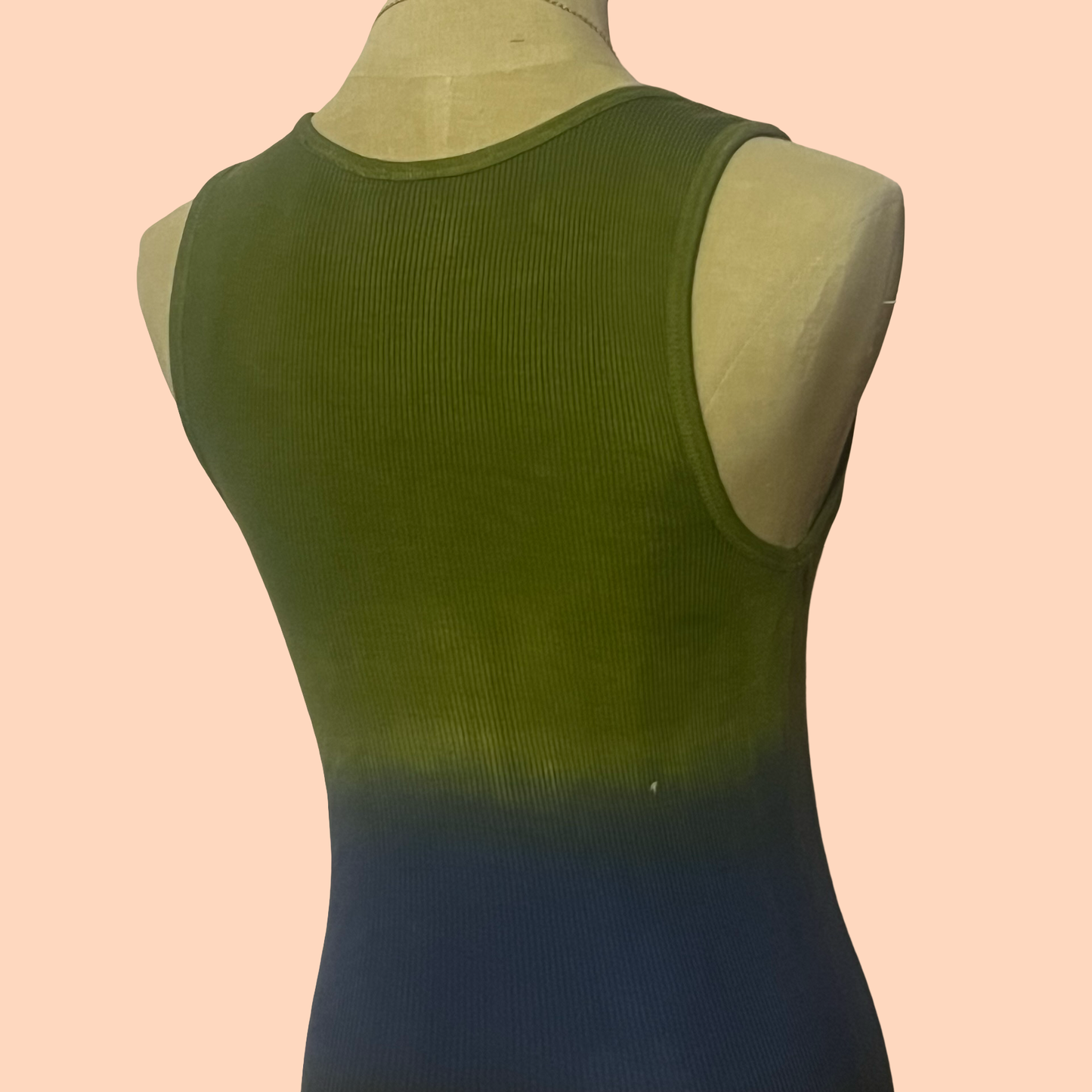 Bisou Bisou vintage boho ombré hippie green blue cami tank top size small