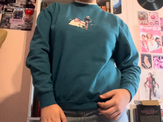 M&C sportswear vintage polar bear North Pole blue Christmas sweater size large