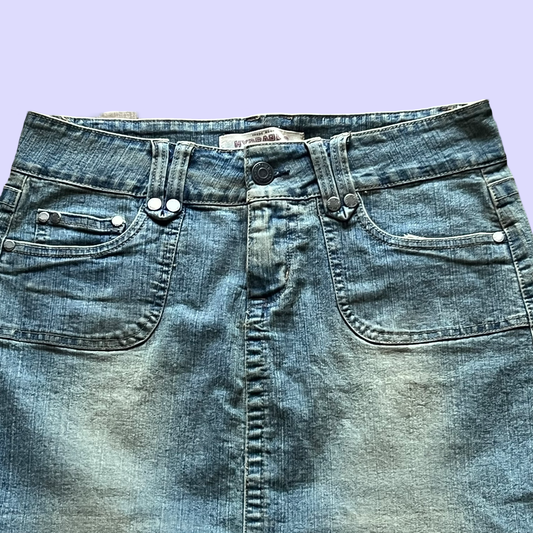 Vintage early 2000s hydraulic jean mini skirt size 7/8