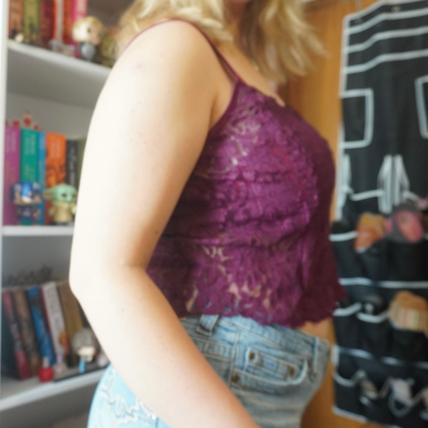 Fredricks of Hollywood lace purple early 2000s top size 3X