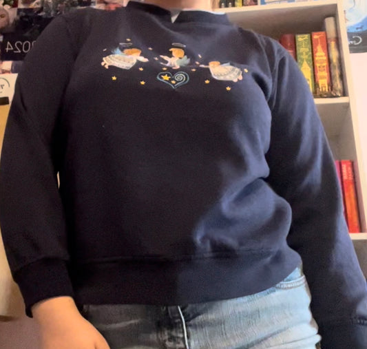 Shenanigans vintage navy blue Christmas angels sweatshirt size small