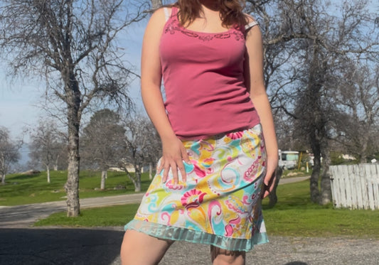 Sangrio vintage early 2000s y2k girly summer spring fairycore mini skirt size 12