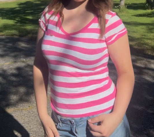 Hollister y2k early 2000s preppy pink top size small