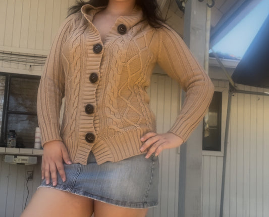 Divine heart vintage early 2000s y2k cozy fall fairy core brown cardigan size small