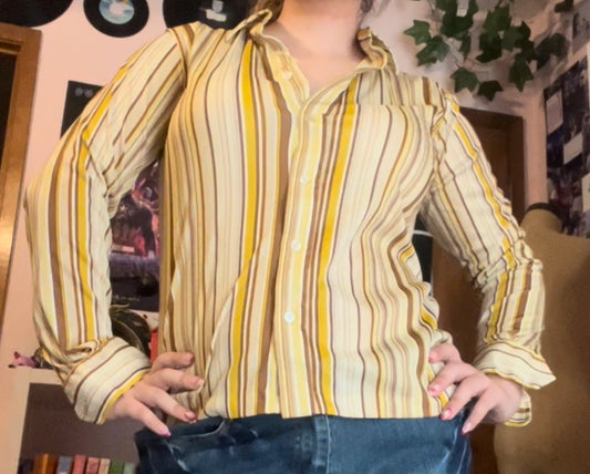 Spiegel vintage 1970s striped yellow button up shirt size 36/6