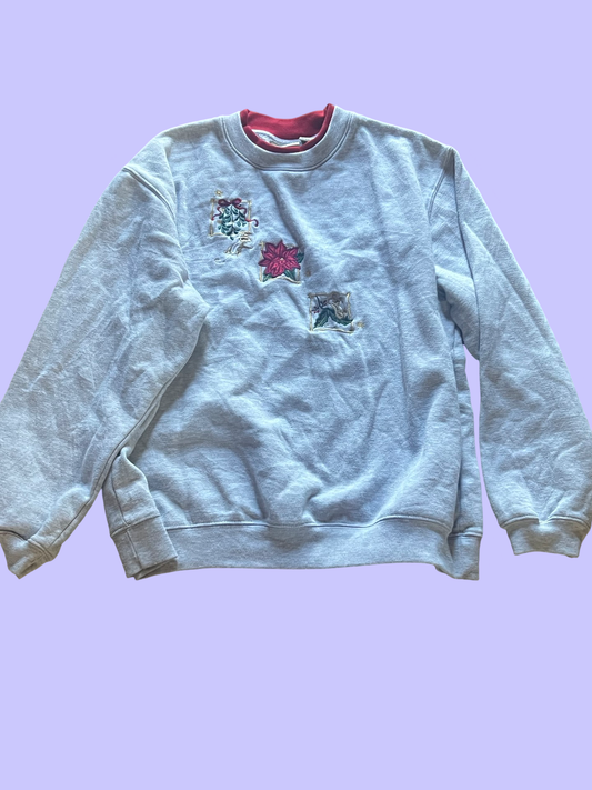 Classic elements vintage red grey Christmas sweater size XL