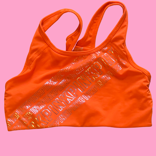 Victoria secret pink orange active wear sports unpadded bra size medium