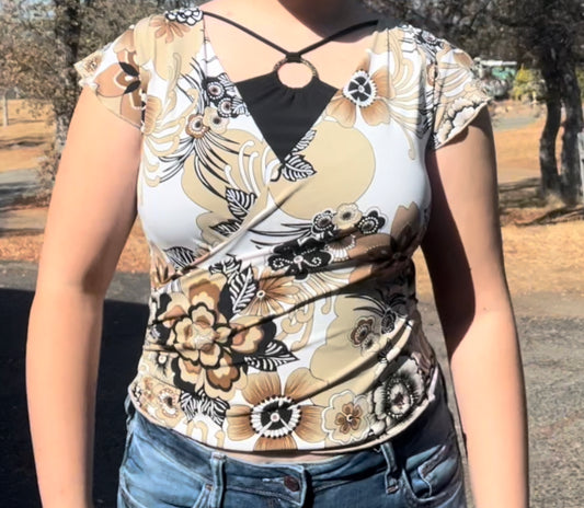 IZ Byer California vintage y2k floral top size small