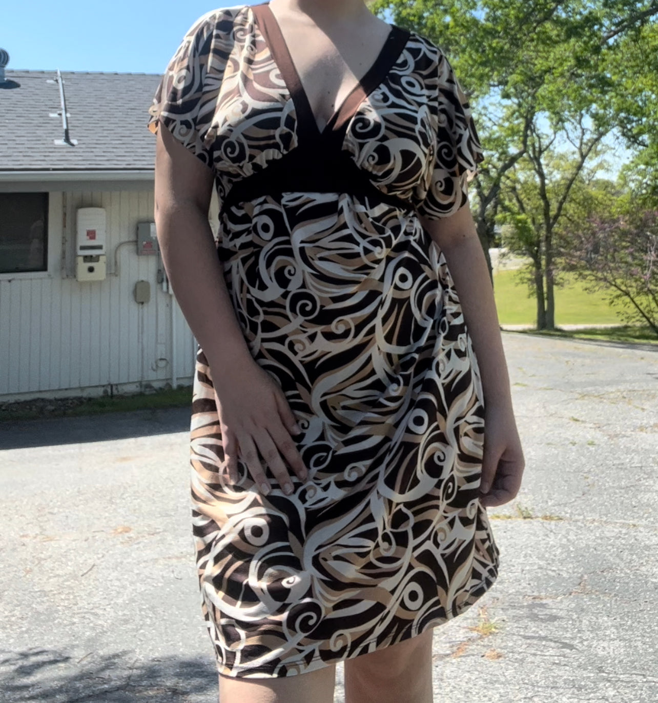 Vintage early 2000s tempted hearts brown spring summer dress size XL