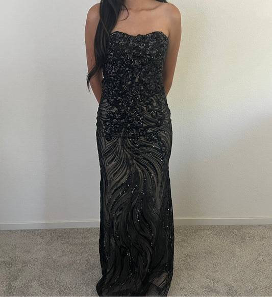 Eureka Los Angeles black sequin prom dress size XS