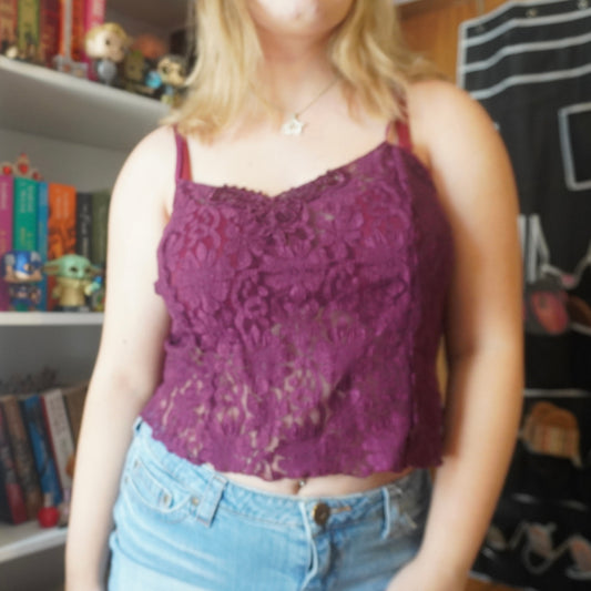 Fredricks of Hollywood lace purple early 2000s top size 3X