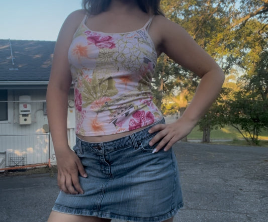NWT la cabana vintage deadstock y2k early 2000s floral pink camisole tank top size medium
