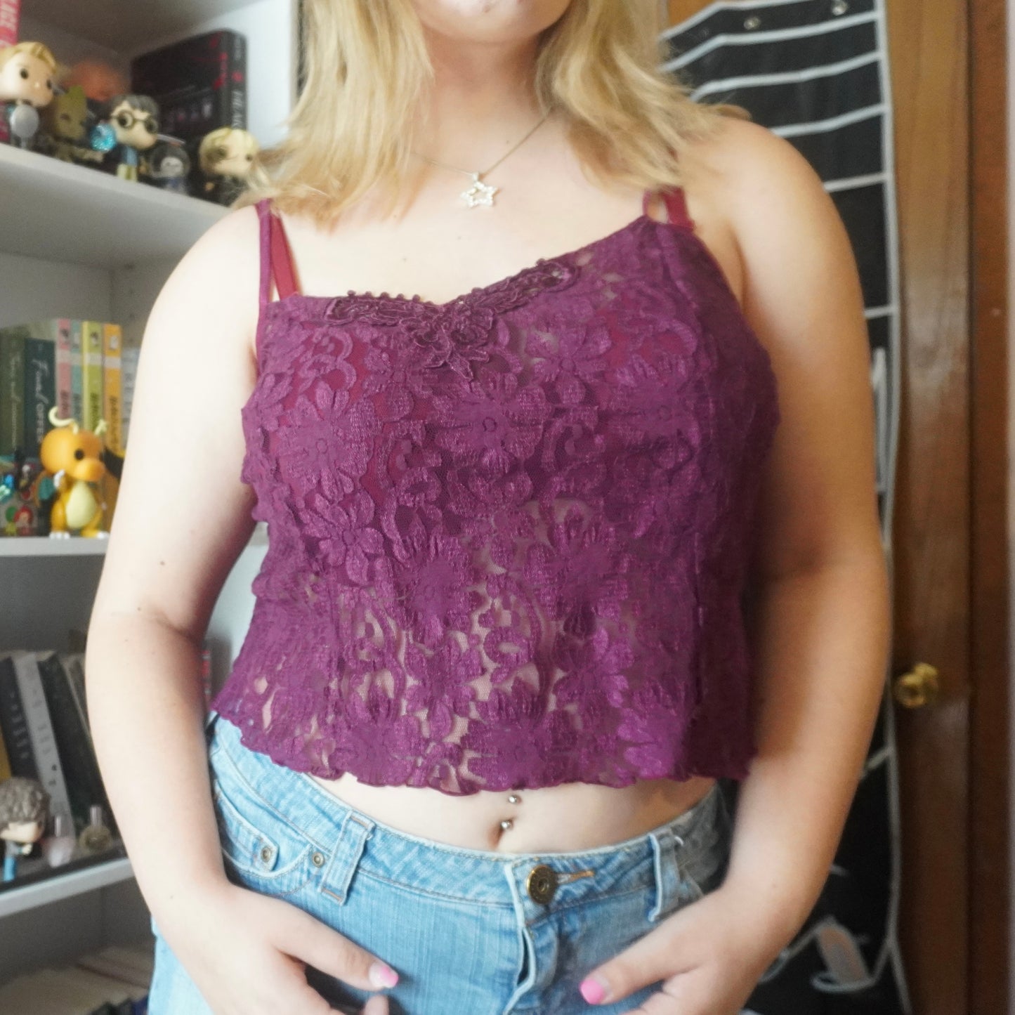 Fredricks of Hollywood lace purple early 2000s top size 3X