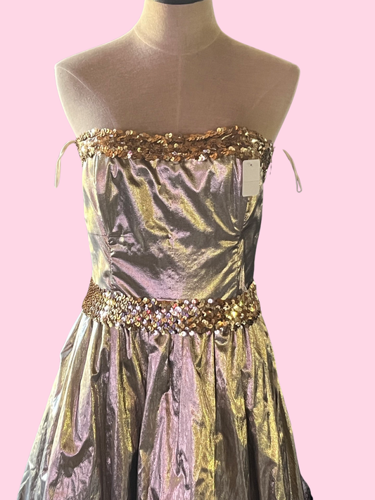 Gunne Sax gold vintage 80s formal long dress