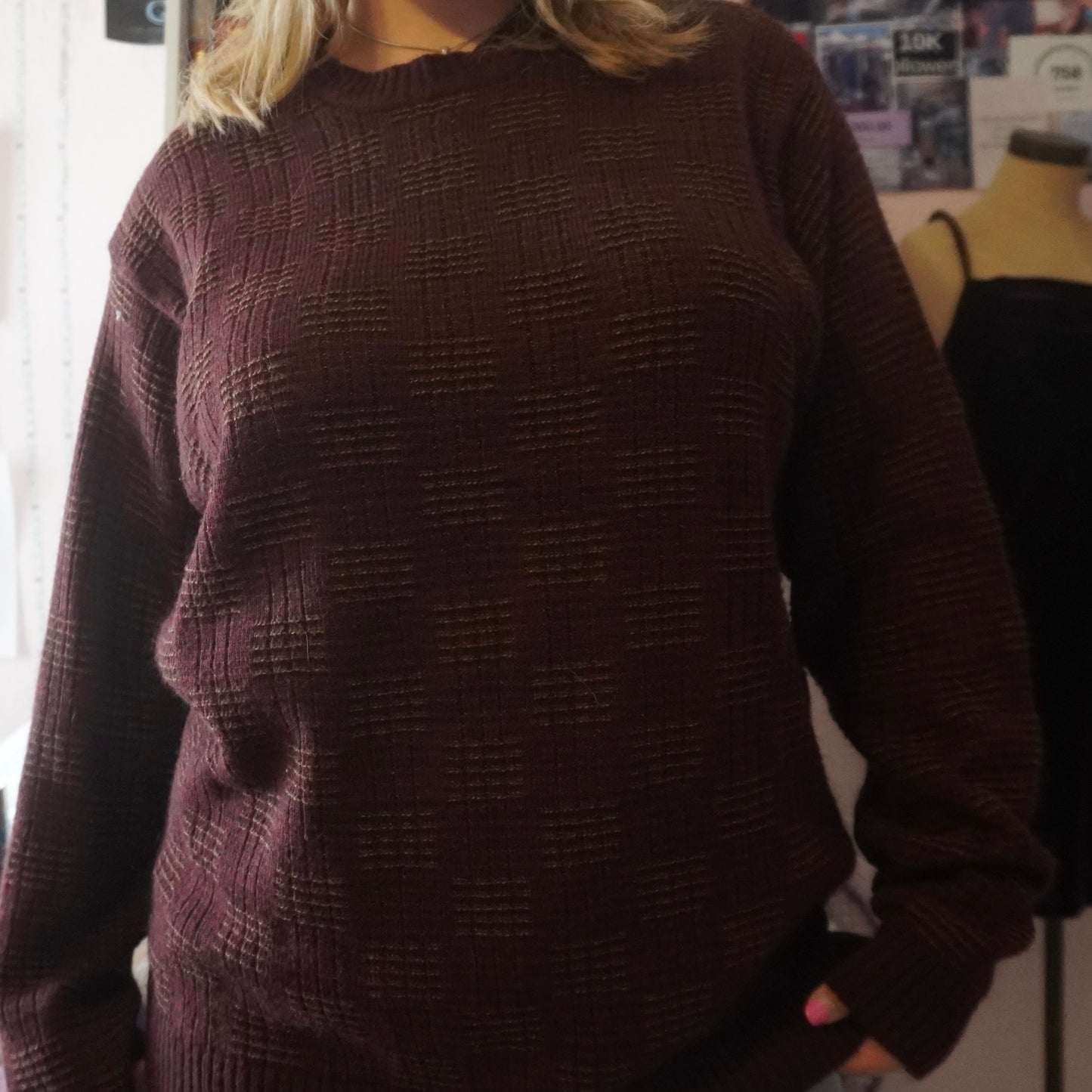 Burgundy red oversized jumper sweater size XL