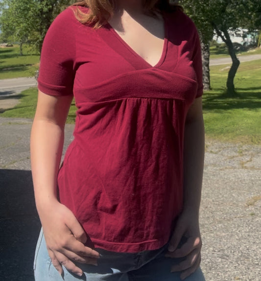 Charlotte Russe vintage early 2000s y2k babydoll Bella swan burgundy red top size large