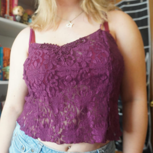 Fredricks of Hollywood lace purple early 2000s top size 3X