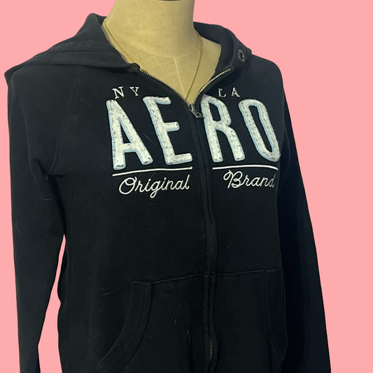 Aeropostale early 2000s y2k preppy zip up navy sweater size small