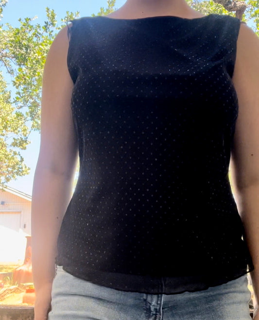 IN studio San Francisco vintage black sparkly party 90s top size large