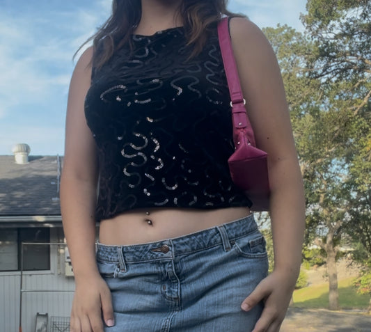 R and k evening vintage glam party rave crop top