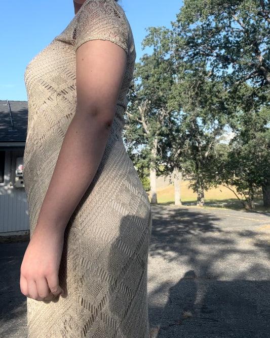 Giorgio sant Angelo vintage knit lace maxi dress retro shoulder padded size 10