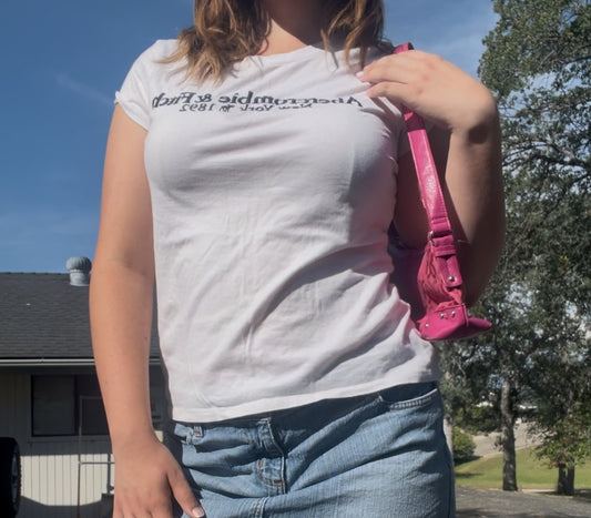Abercrombie and fitch preppy white baby tee shirt size medium