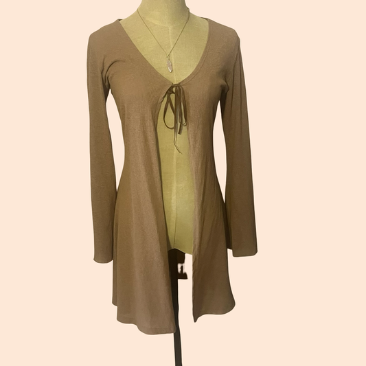 Spot usa vintage early 2000s y2k brown fairy core whimsygoth boho cardigan size small
