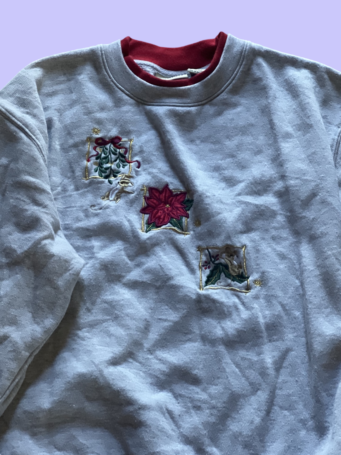 Classic elements vintage red grey Christmas sweater size XL