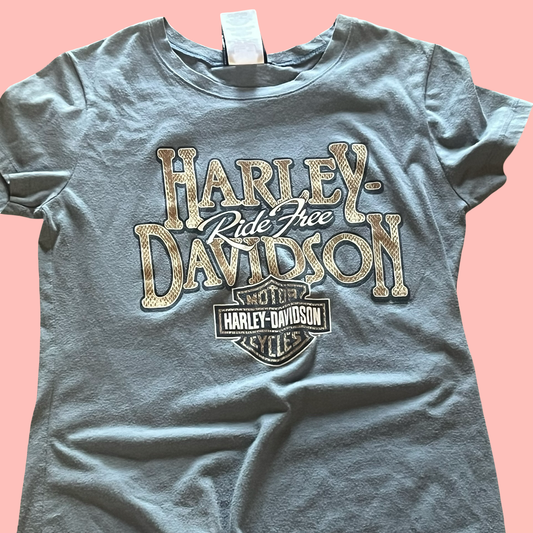 Harley Davidson y2k mcbling motorcycle baby tee Daytona beach 2011 t-shirt size medium