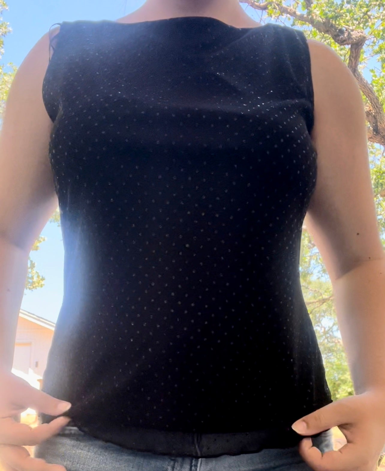 IN studio San Francisco vintage black sparkly party 90s top size large