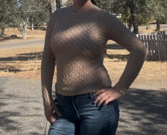 E.C designs vintage floral sheer long sleeve fall top