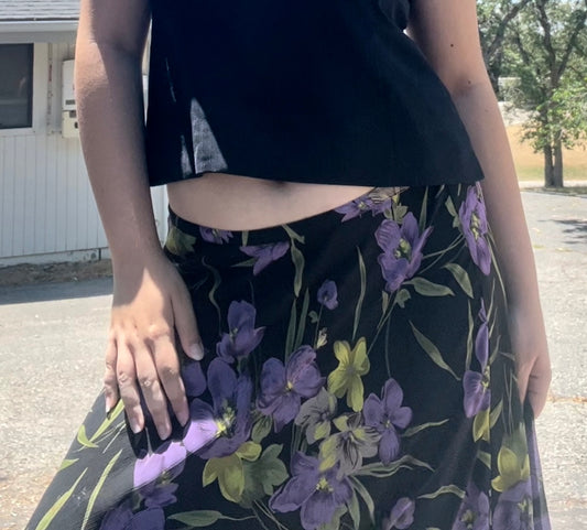 Notations purple green vintage fairycore cottage core skirt size XL