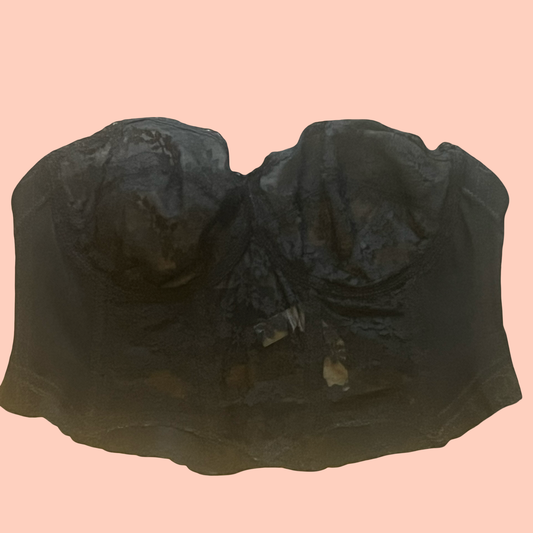 Vintage Fredrick’s of Hollywood lace sheer corset lingerie strapless bra top size 38C
