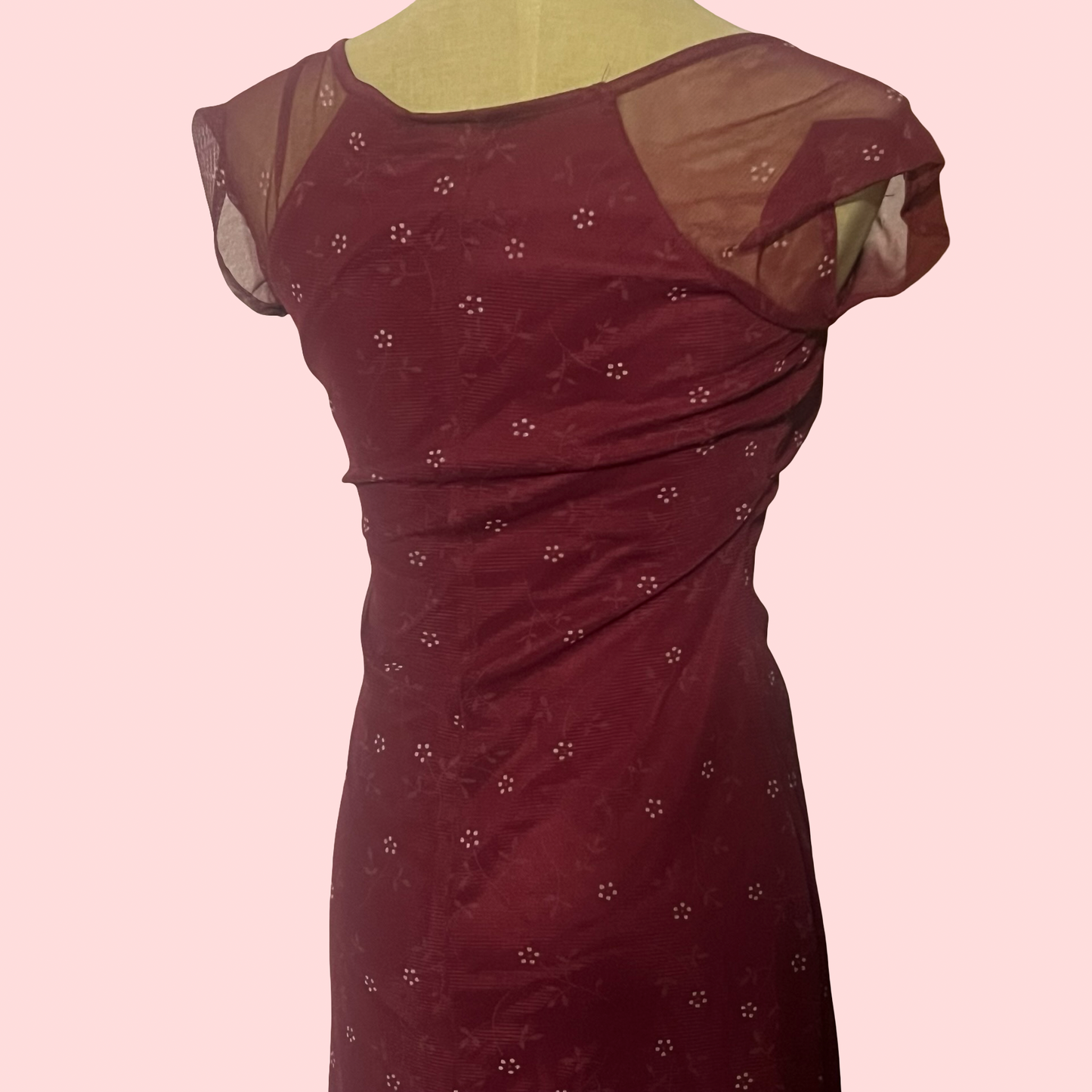Be smart floral babydoll early 2000s y2k fairy core burgundy dress size 3/4