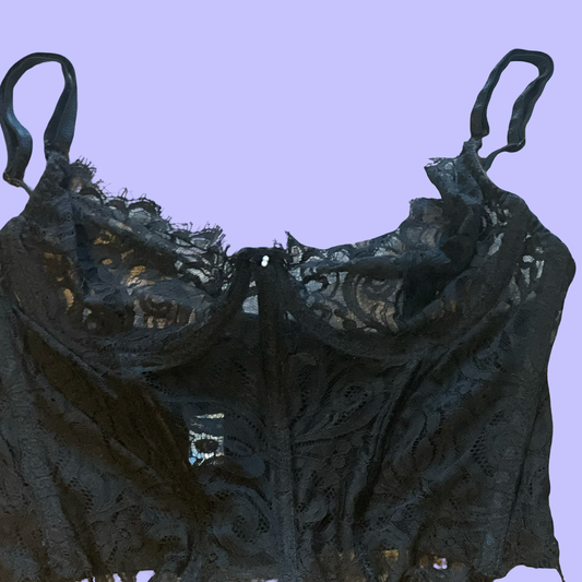Vintage Shirley of Hollywood goth whimsygoth grunge lace corset lingerie top size 38