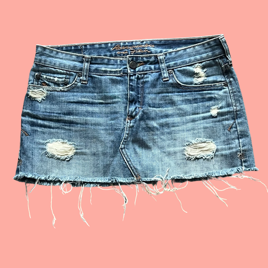 Abercrombie and Fitch early 2000s y2k jean ripped skirt size 4