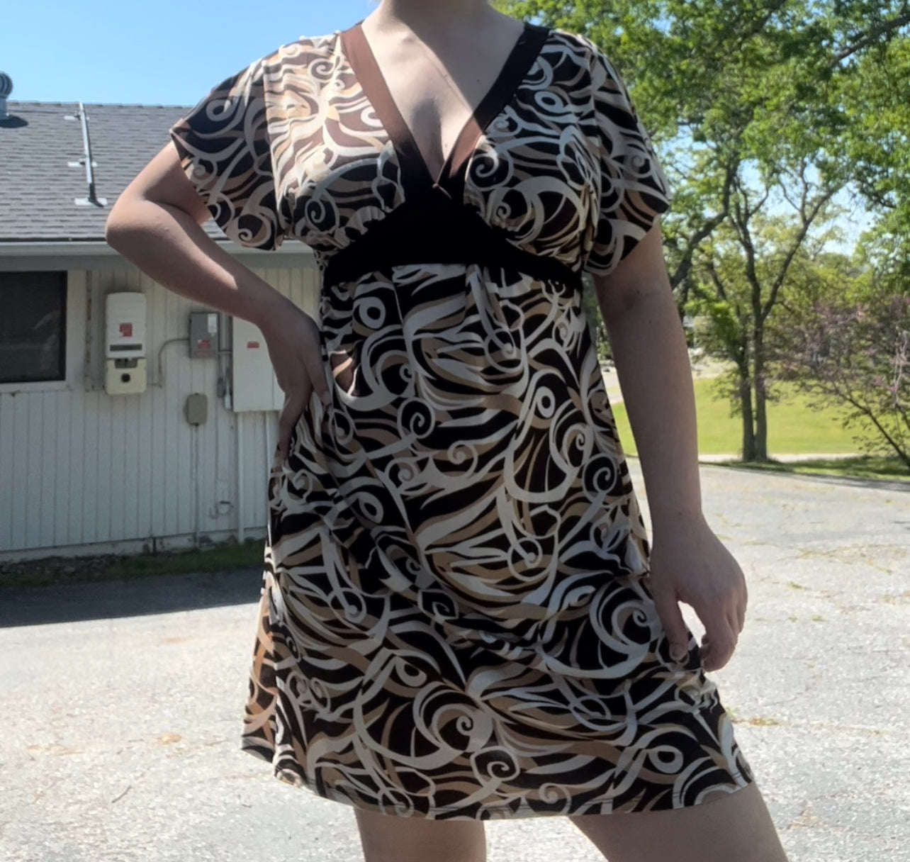 Vintage early 2000s tempted hearts brown spring summer dress size XL