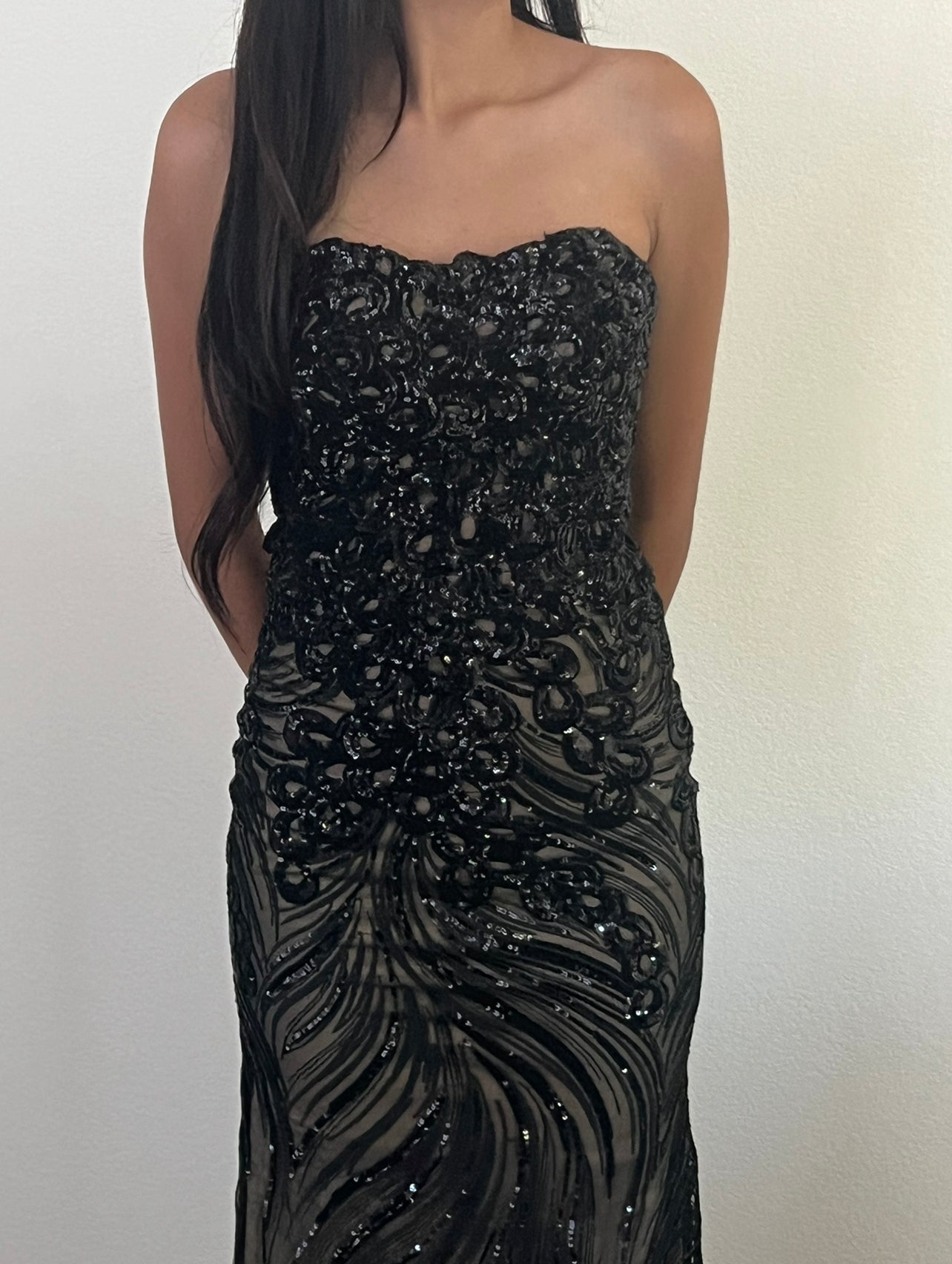 Eureka Los Angeles black sequin prom dress size XS